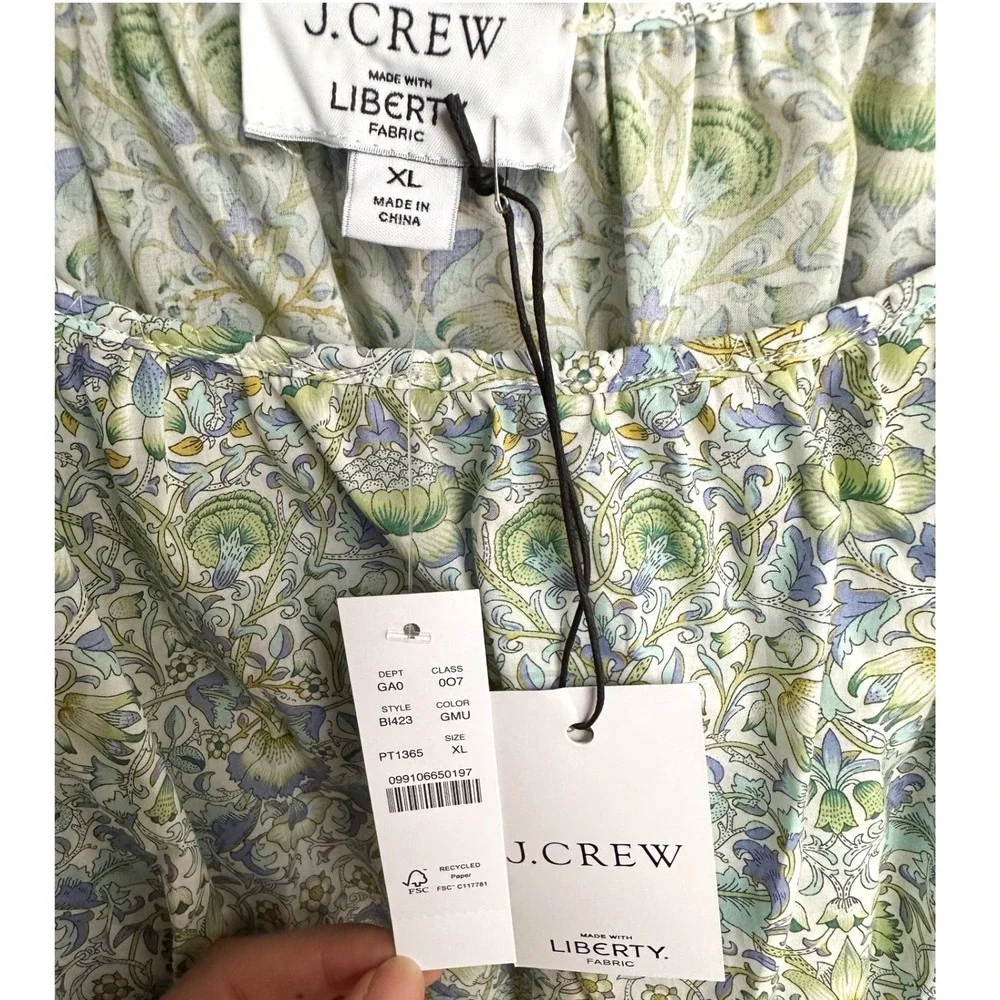 NWT J.Crew Organic Cotton Ruffle Waist Tank in Liberty Lodden Fabric Fairy XL - Picture 4 of 6